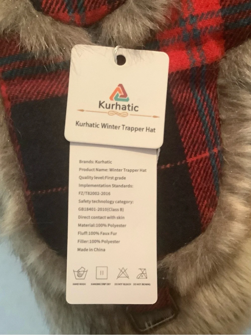 Women’s Red & Navy Plaid Faux-Fur Trapper Hat